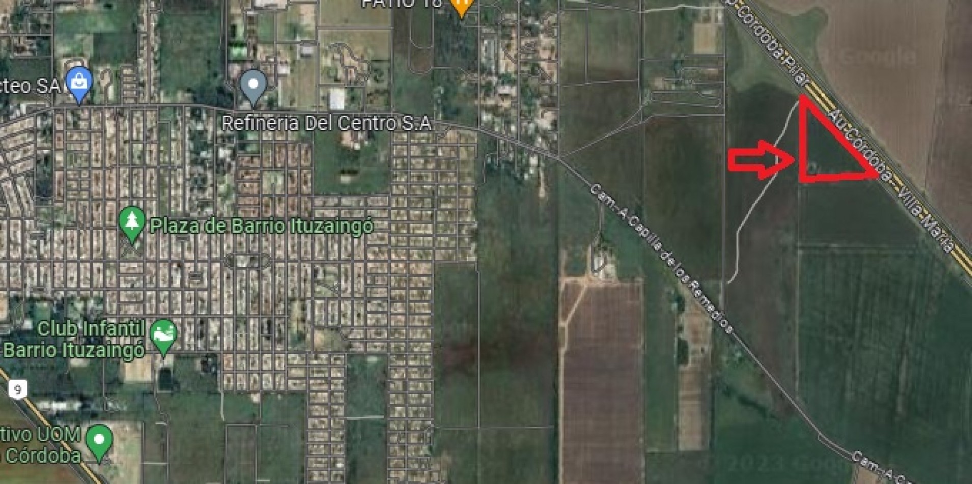 Autopista Cordoba Rosario vendo campo 8ha frente colectora zona circunvalacion