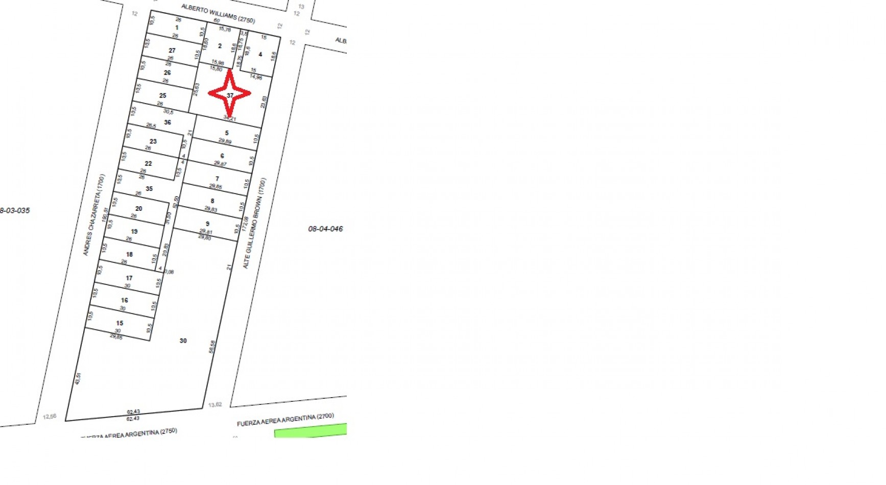 Los Naranjos 875m2  zona Av. Fuerza Aerea sobre Brown